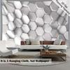 2D  Effect Hexagon Tapestry Minimalist White Geometric Room Background