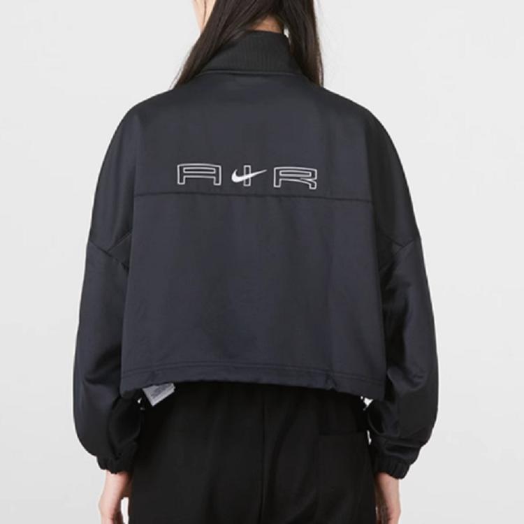Nike Air Classic Logo Casual Collar Fitted Straight-Cut Long Sleeve Baseball Jacket Women Jackets Black DD5422-010