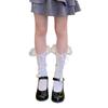 Womens Ruffle Socks Calf Socks Cute Feather Trim Socks Thin Middle Tube Stockings Summer Breathable Thin Socks