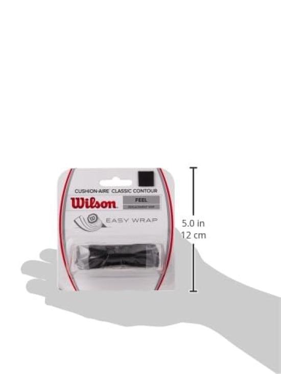 Wilson Replacement Grip CLASSIC 1 WRZ4203BK Tennis/Badminton Tape, CUSHION-AIRE CONTOUR, Piece, Black,