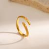Stainless Steel Line Open Ring for Women Simple Vintage Hammered Pattern Adjustable Finger Ring Versatile Casual Jewelry Gift