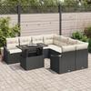 VidaXL Ensemble de canapé de jardin 9 pièces avec coussins Noir Poly Rattan 3357710