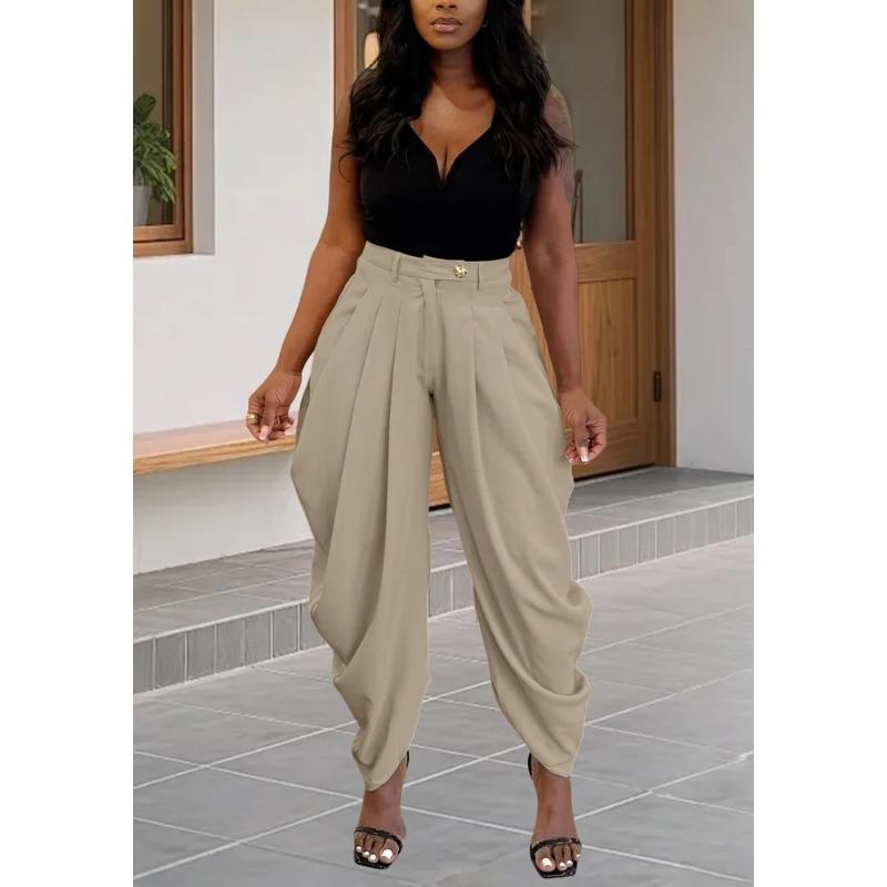 Mid Waist Women's Cargo Harem Sweat Pants with Ruched Casual Street Style Trousers Office Ladies Work Trousers