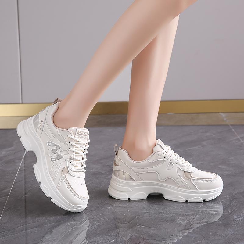 CRLAYDK Designer Sneakers for Women Platform PU Leather Fashion Ladies Shoes Sports Lace Up Workout Casual Walking Tennis