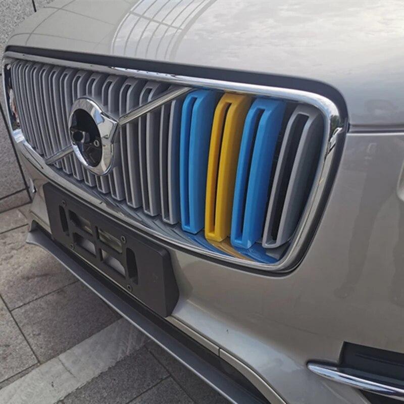 For Volvo XC90 2015- Front Grille Three-color Net Decoration Stripe Network Modified Stickers Center Grille Cover Trim