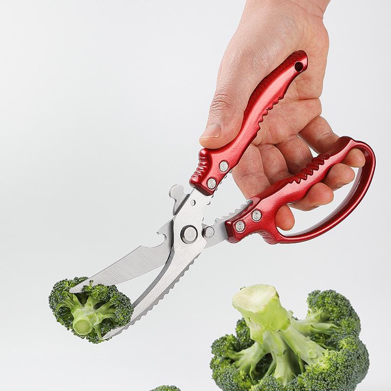 Multifunctional Kitchen Scissors: Cut Meat, Vegetables, Fish & Bones with Non-slip Handle.
