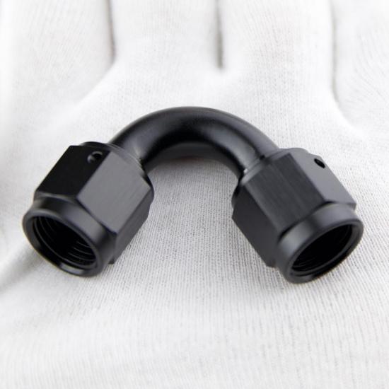6AN Female To 6AN Female 120 Degree Swivel Coupler Fitting Adapter Union Aluminium Black