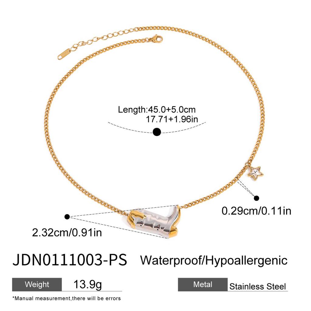 Youthway Exquisite Statement Stainless Steel Gold& White Zircon Star Boots Pendant Necklace Earrings Trendy Lady Jewelry