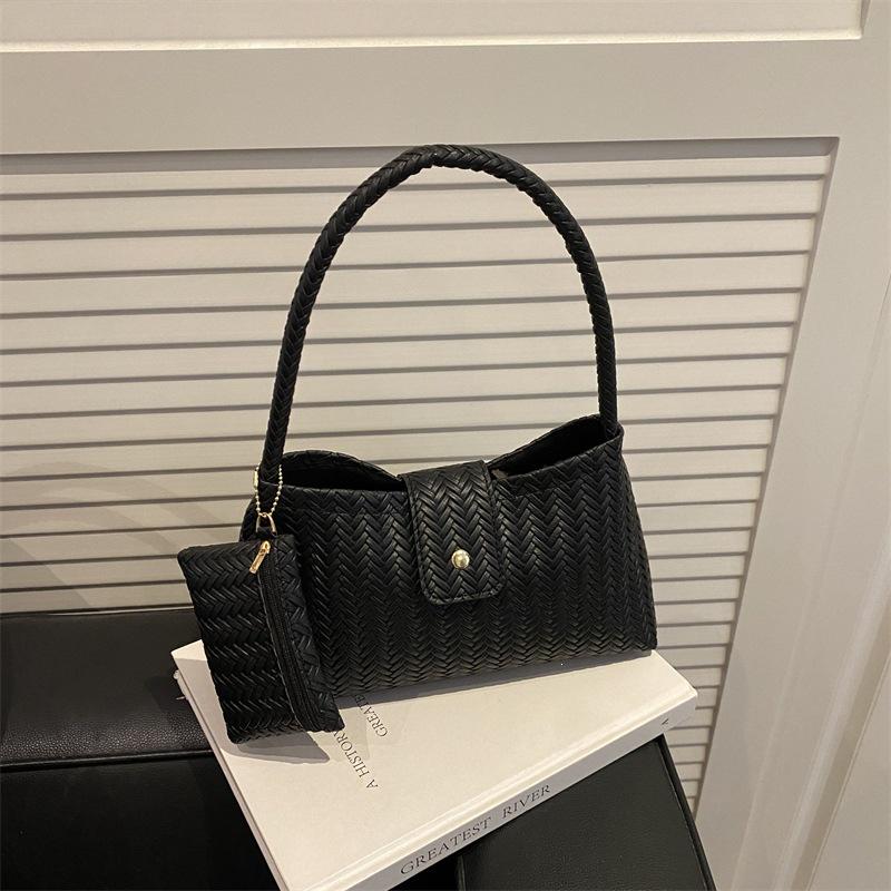 Elegant 2025 Women's French Woven Underarm & Shoulder Bag - Light Luxury Baguette Style