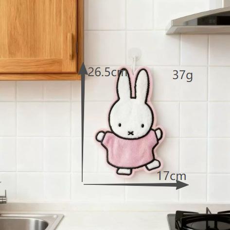 Kawai Miffy Rabbit Hand Towel Thickened Cartoon Wipe Cloth Versatile Household Supply Bathroom Kitchen Washroom Home Decoration