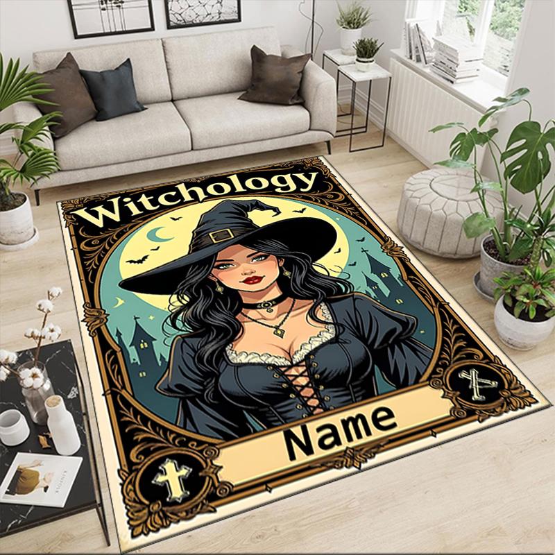 1PC Custom Name Witchcraft Magic Halloween Party Theme Floor Mat Ideal for Living Room, Game Rooms, Office, Bedroom,Floor Mat Playful Design