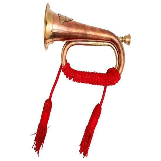 26.924 Cm Brass and Copper Blowing Bugle Signal Horn Classic Military-Style Bugle with Elegant Rope Binding Ideal for Ceremonies Parades Collectors