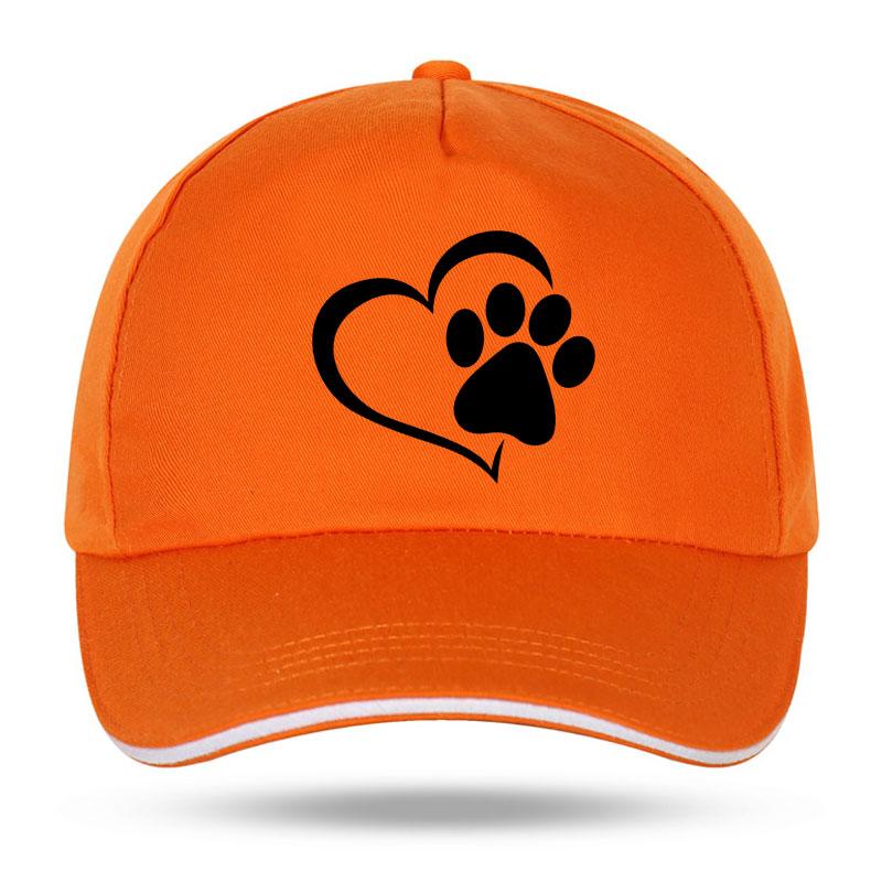Neue Unisex Damen Mode Niedliche Hundepfote mit Pfirsichherz Baseballkappen für Hip Hop Baumwolle Trucker Cap Bone Papa Hüte