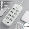 2M EU Plug Electric Power Strip AC Outlets 4 USB 1 Type C Fast Charging Network Filter Adapter Multitap Socket Extension Cable
