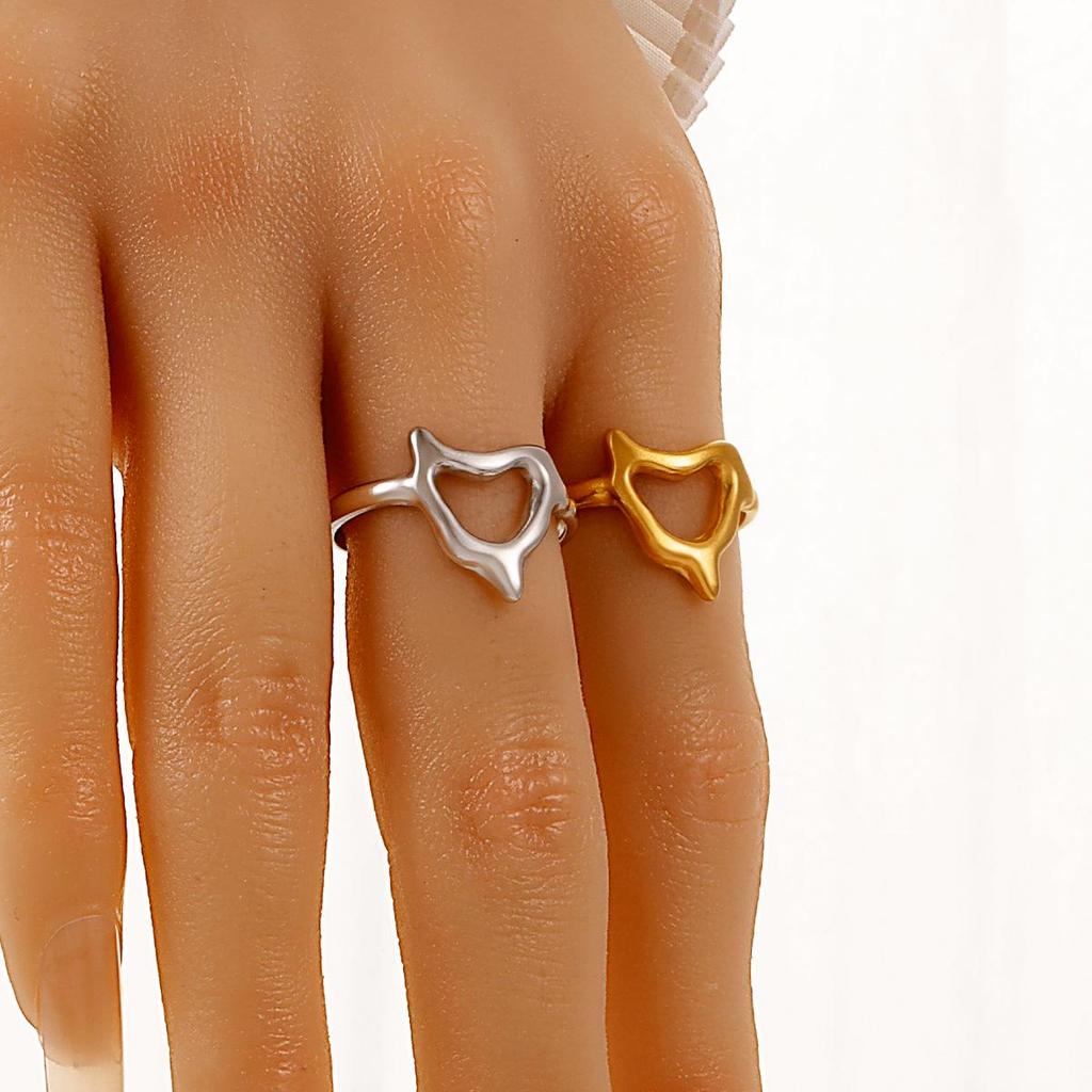 Irregular Heart Open Stainless Steel Ring - Sweet Fairy Style Fashion Jewelry