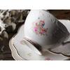 Vintage Porzellan Blumenserie Teesets, Teetasse Untertasse Set mit Teekannenwärmer - Filter und Löffel, 16 Stück in 1 Set