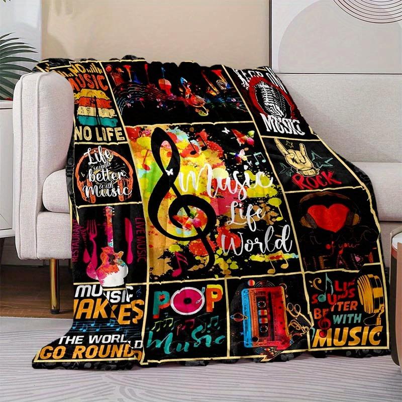 Musical Note Blanket Soft Warm Throw Blanket Nap Blanket For Couch Sofa Office Bed Camping Travel Multipurpose Gift Blanket For All Season