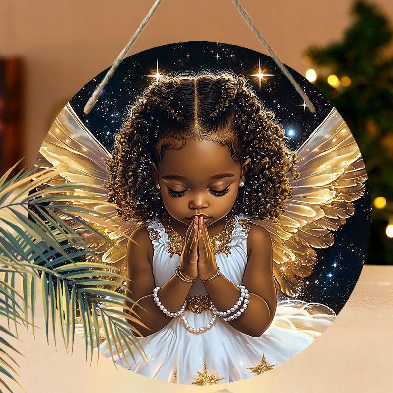 The Pattern Is an Angel Pendant, Decoration of Home Walls or Doors, 2d Flat Wooden, Christmas Decoration, Gifts for Friends and Family