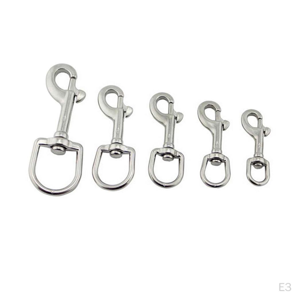Single Ended Snap Bolt Clip Buckle & Large Swivel 16 Stainless for Underwater Diving, Boating,