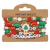 5Pcs Snowman Christmas Bracelet Multi-Layer Stacking Rope Chain Bangle Beaded Bracelet  Gifts