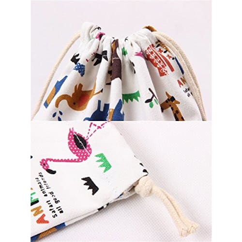 Elizabeth Drawstring Bags, Large, Medium, and Small, Japanese Pattern, Cotton, Stylish Fabric, Animal Design, Small Organizer, Perfect for Kindergarte