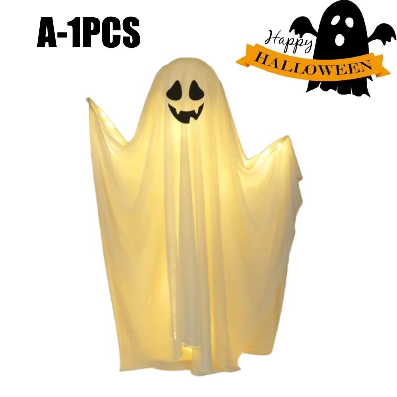 81/161CM Halloween Inflatable Light-Up Ghost Decor Standing Spirit Figure for Porch, Yard, and Lawn Halloween Displays