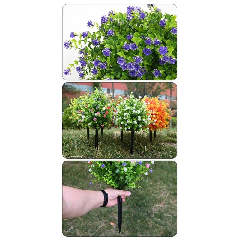 Realistic Artificial Eucalyptuses Leaves Ground Stakes For Outdoor Garden Decoration With Weather Resistant Plastic And Soft Rubber