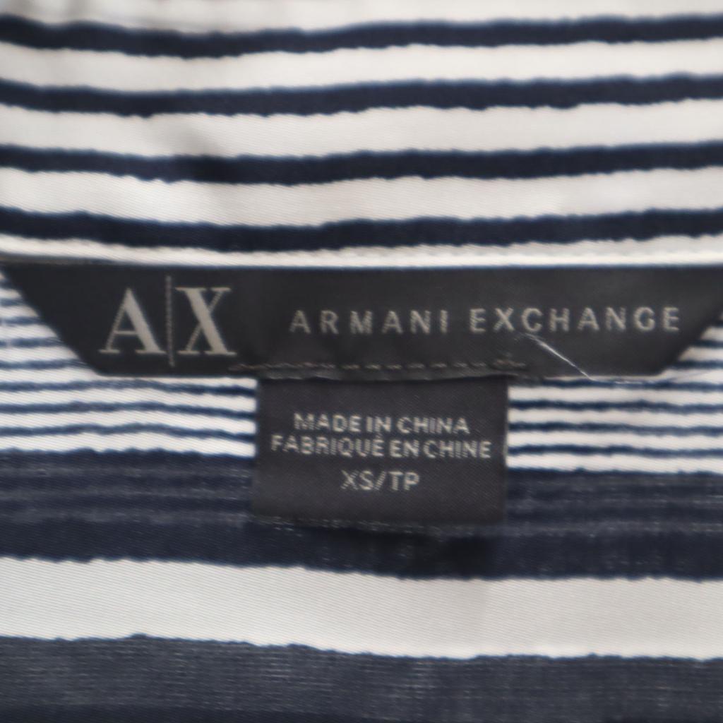Armani Exchange Border Pattern Long Sleeve Shirt XS White Women Used