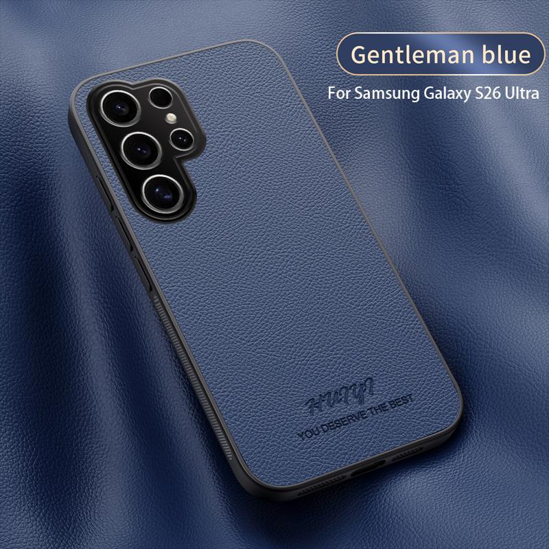 Business Retro Leather Built-in Magnetic Case For Samsung Galaxy S26 Ultrra S25 Plus Skin-friendly Shockproof Protect Slim Cover