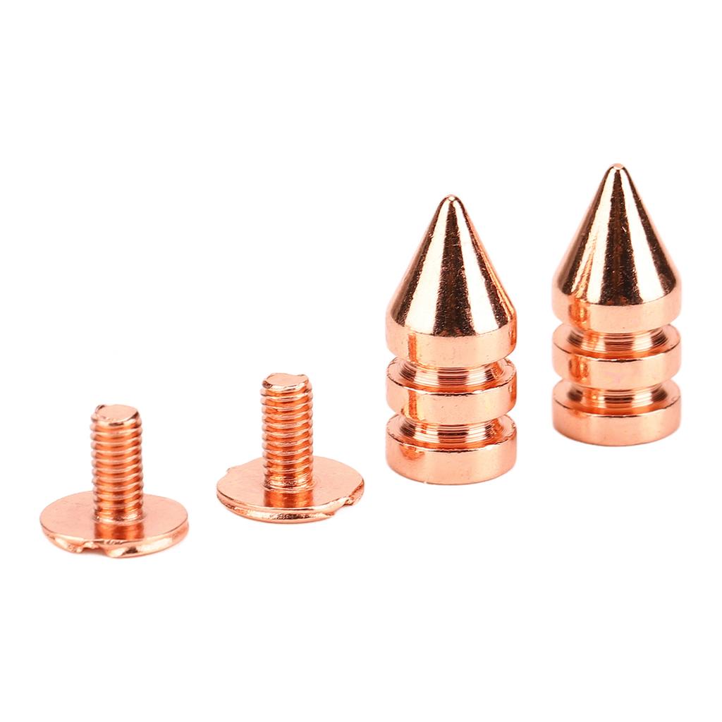100 Sets Spiked Cone Spike Stud High Hardness Metal Plating Rose Gold Screw Back Studs Spikes Kit