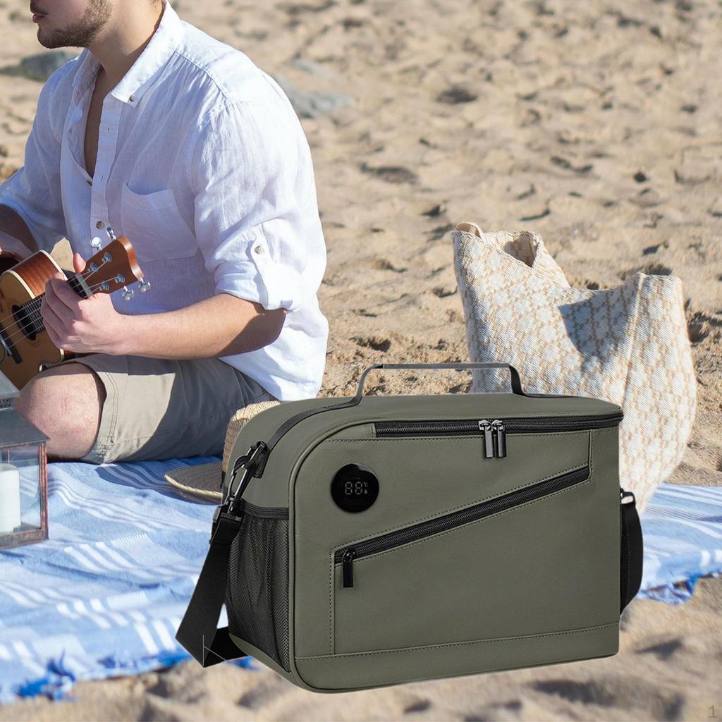 Insulated Bag with Zipper, Smart Temperature Display, Thermal Preservation for
