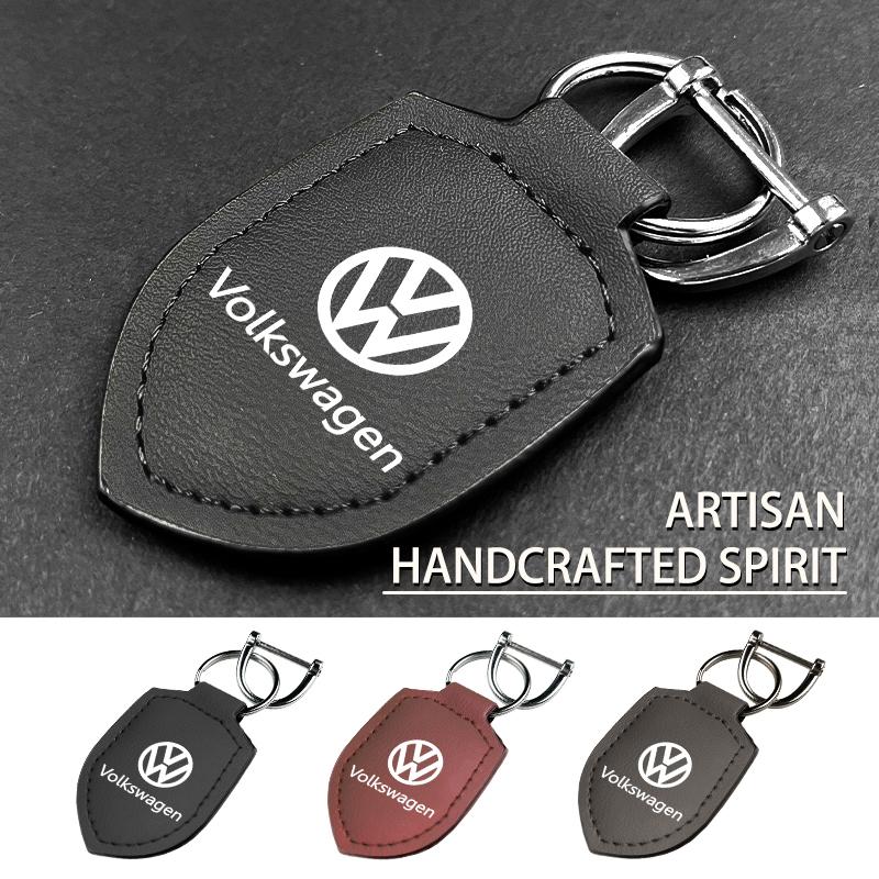 Valve Stems Caps Leather Car Shield Keychain Key Ring With Logo Decorative For Volkswagen VW Scirocco Passat Polo B5 B6 B7 CC Ti LB0