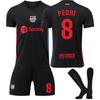Jugendliche Kinder Erwachsene Individueller Name Fußballtrikots 24/25 Barça Auswärts #8 PEDRI Sport Trainings Trikot Set mit Socken