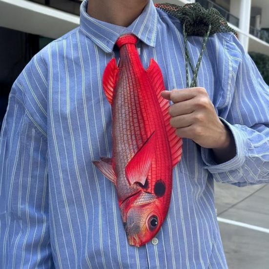 Men Shirt Tie 3D Fish Monkey Design Velvet Necktie Animal Bow Tie Neckwear Realistic Texture Versatile Style Necktie