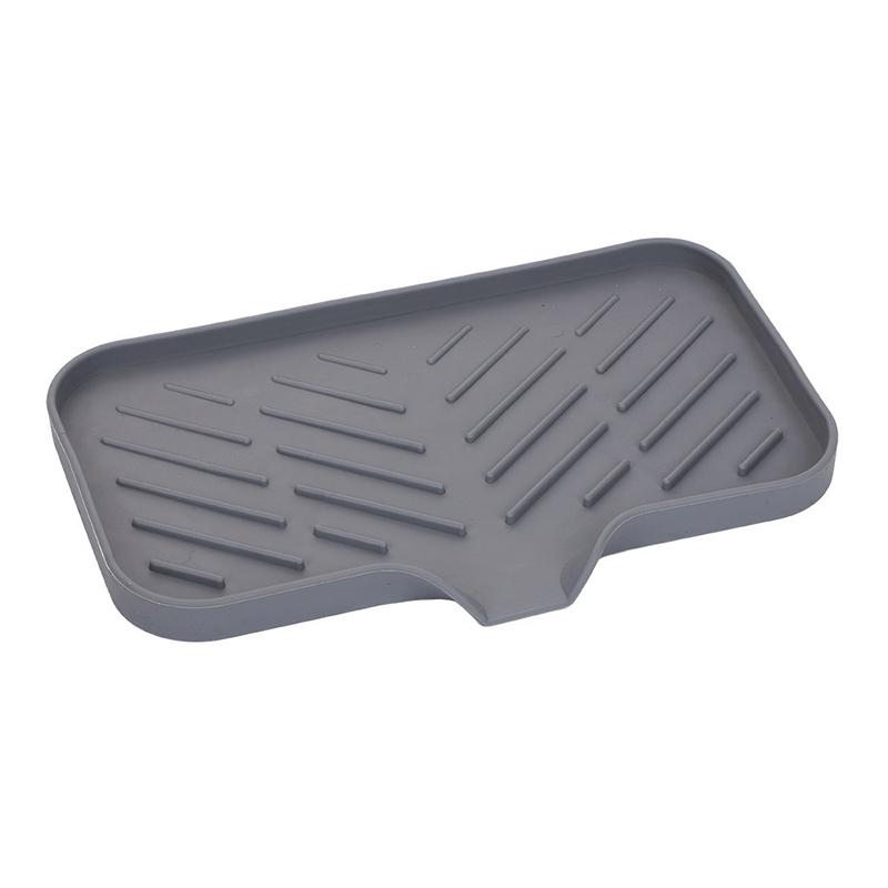 

Силиконовый поддон для раковины со сливом, держатель для хранения губки для мыла, щетка для мытья посуды, полка для хранения мыла, кухонный органайзер серый