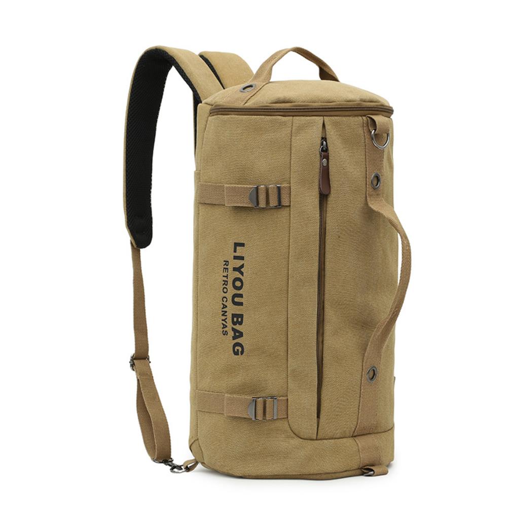 Unisex Cylindrical Travel Backpack,durable Nylon Canvas Luggage Bag,casual Duffle Rucksack for Outdoor Trip and Portable Storage Packing