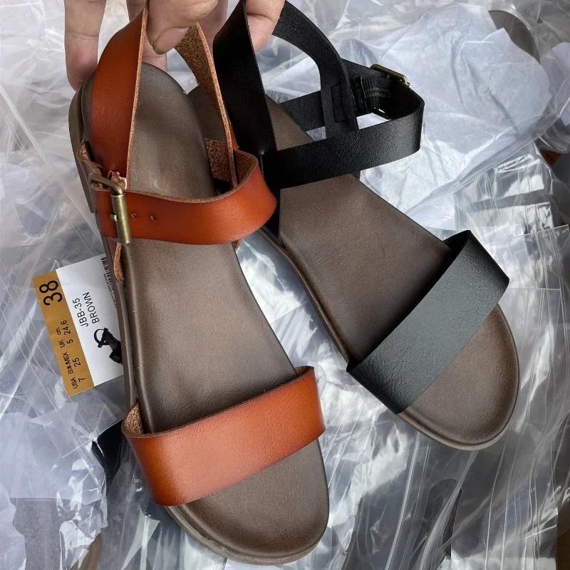 Fashion Summer Trend New Women Shoes Simple Buckle Open Toe Fashion Casual Roman Ladies Sandals Soft Comfortable Beach Shoe PLus Size