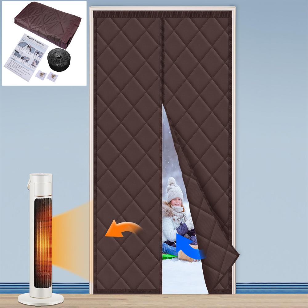 Magnetic Thermal Insulated Door Curtain WaterprooOxford Cloth Filled with Thicken Cotton Insulation Cover Blanket Window Screens