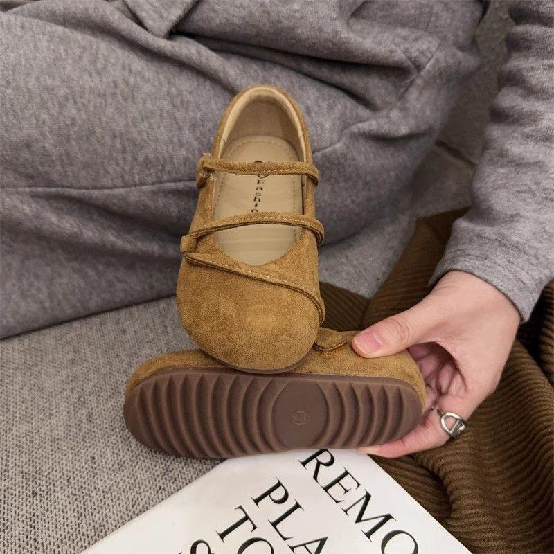 Girls Moccasins Soild Color Retro Kids Flats Round Toes Non-slip 2025 New Children Leather Shoes Korean Style Soft Sole Chic