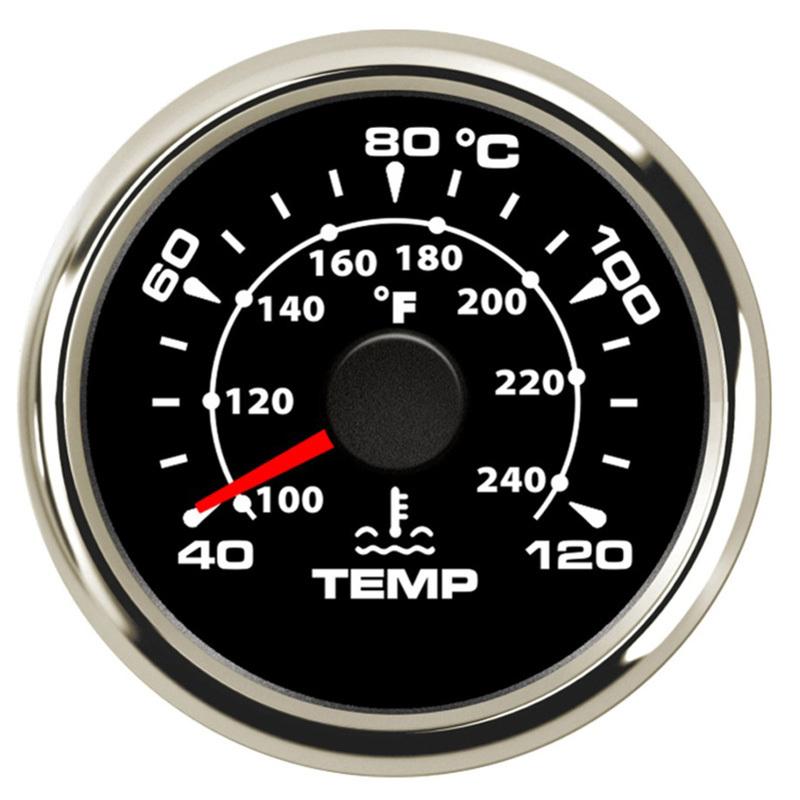 40~120℃ / 100~240℉ Show Water Temperature Gauges 52mm Pointer Water Temp Meters with 287.4-22.4ohm Input Signal for Car Boat