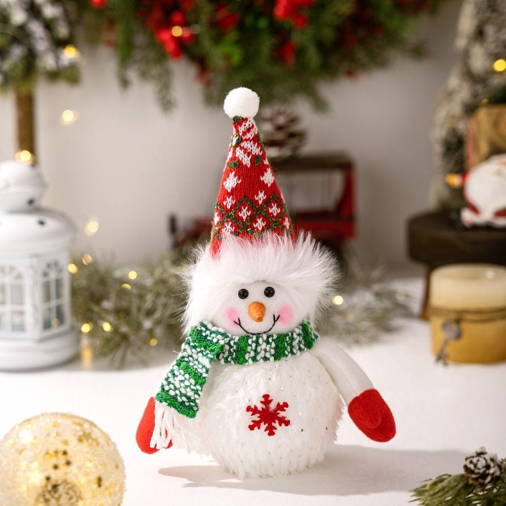 Snowflake Christmas Snowman Doll Toys Cartoon Luminous Snowman Ornament  New Year Gift