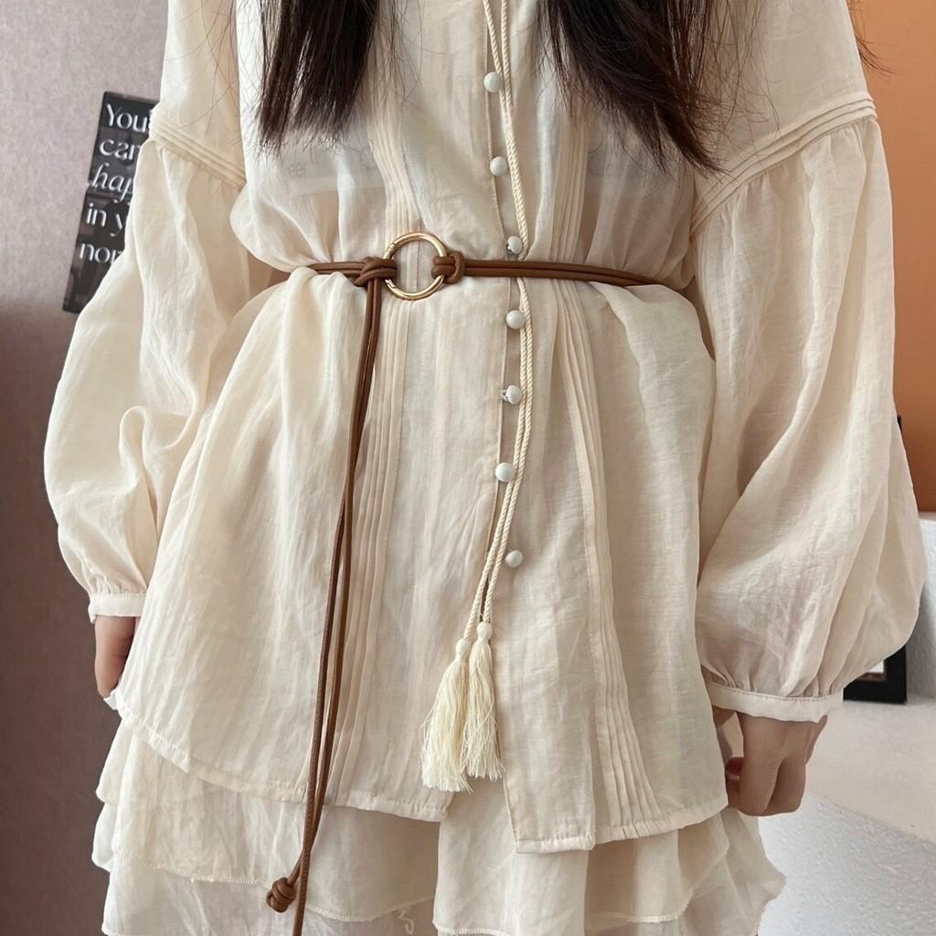 Elegant Soft Pu Leather Circle Knot Waist Belt For Women In Black Beige Camel Khaki