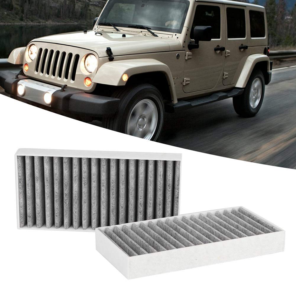 Akozon 2 Air Filters Fit Car Cabin Activated Carbon Cloth 55111302AA, 68233626AA Jeep Wrangler 3.6L 2.8 3.8 3.6 V6