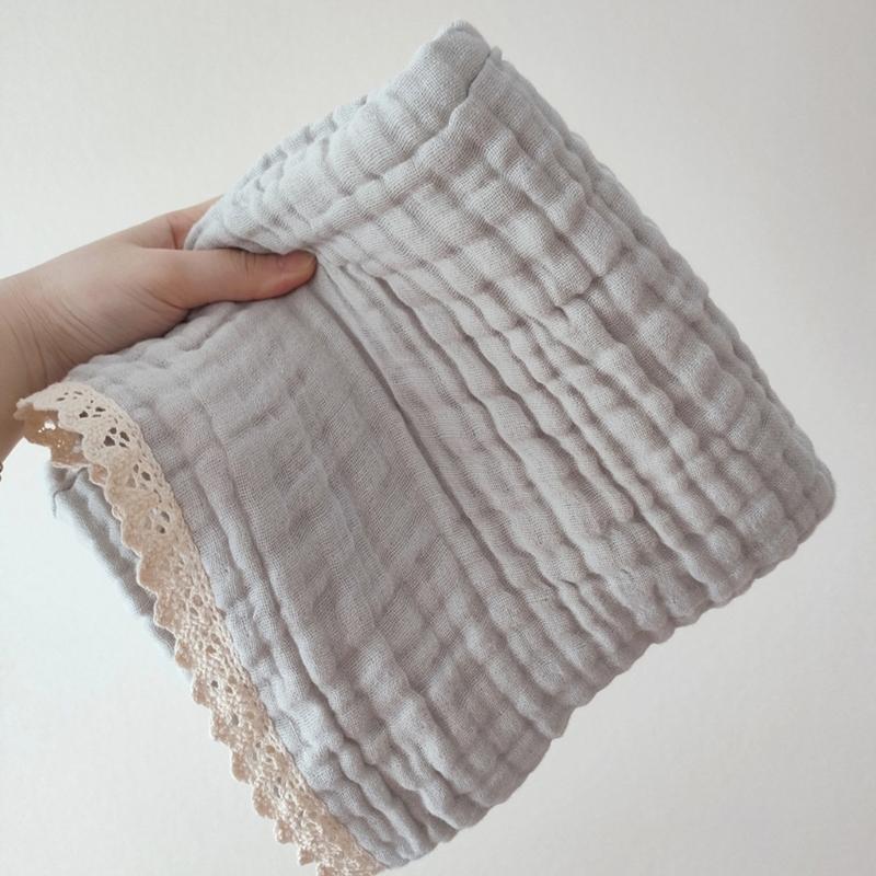 Safe & Comfortable Newborn Blanket Cotton Gauze Blanket with Delicate Lace Trim Newborn Swaddles Blanket for Infants
