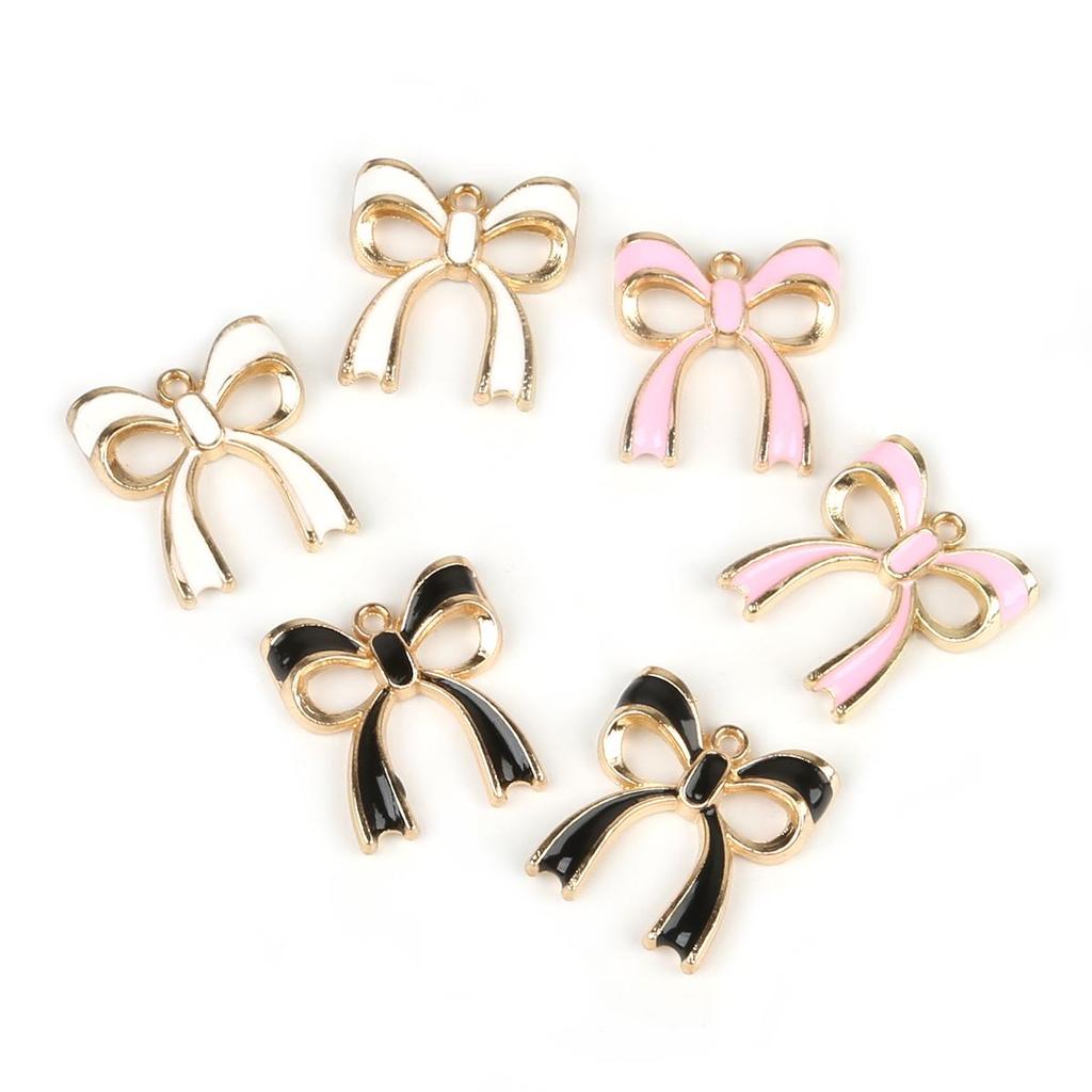 9/10Pcs 17*20mm Bowknot Drop Oil Alloy Pendant For Jewelry Component Making DIY Necklace Bracelet Earring