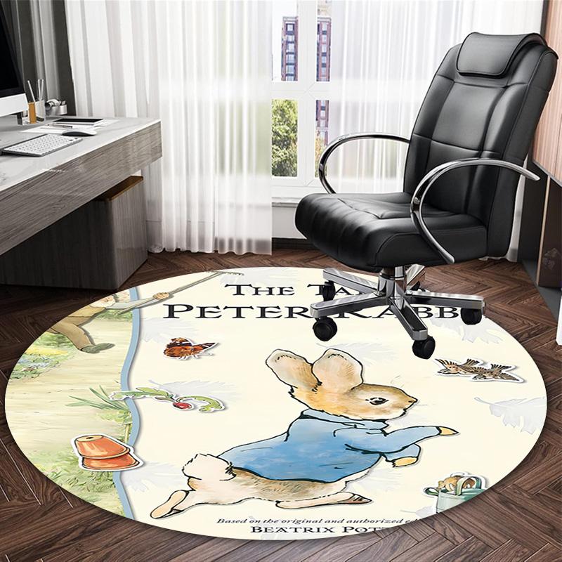 1pc Peter Rabbit1 Print Round Carpet Chair Round Carpet Suitable for Bedroom Living Room Home Decorative Carpet