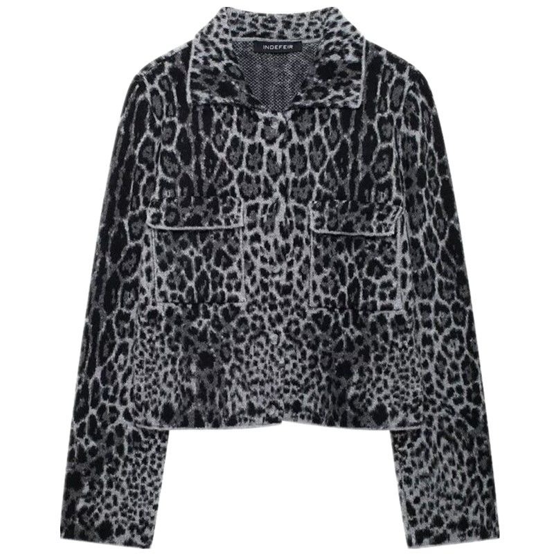 

Модный стиль 2024 Осень и Зима Новая женская одежда Легче всего сочетать Животный жаккард Длинные рукава Вязаная куртка Верхняя одежда 3991114 Picture color L