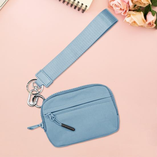 Multifunctional Handbag Wrist Purse with Detachable Lobster Clip Smooth Zipper Closure Lightweight Change Phone