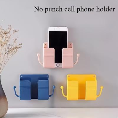 Wall-Mounted Phone Charging Bracket with Remote Control Storage Space-Saving Durable Plastic Bedside or Wall Use, Organizer for Phones and Remotes
