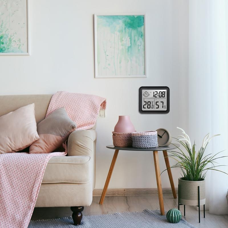 Indoor Digital Thermometer Hygrometer Accurate Room Temperature Gauge Humidity Monitor with Clock Calender for Home